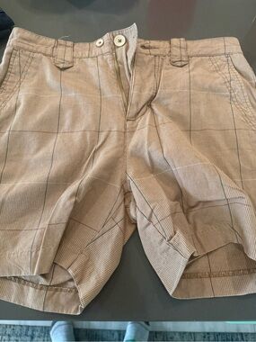 Insight Men's Tan Plaid Flat Front Shorts